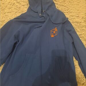 Blue Women's Hooded Sweatshirt with Orange House Logo
